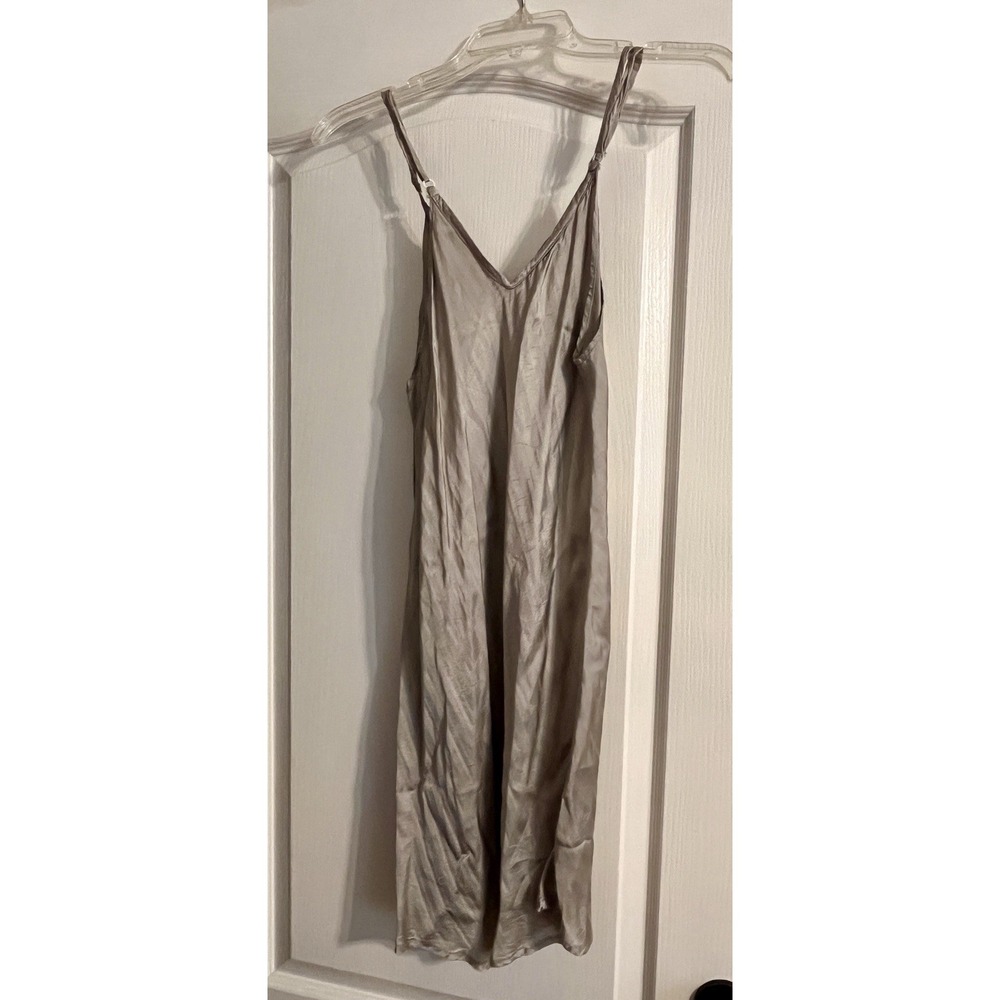 VTG FLAX by Jeanne Engelhart Rayon Slip Dress S Taupe Sage Lagenlook Lithuania
